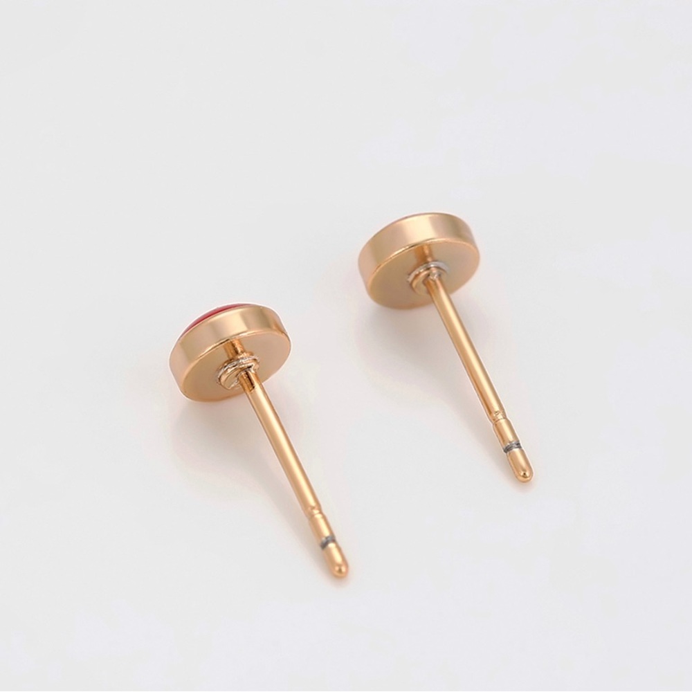 18k Gold Plated Red Evil Eye Stud Minimalist Earrings Dainty Jewelry - Picture 4 of 11